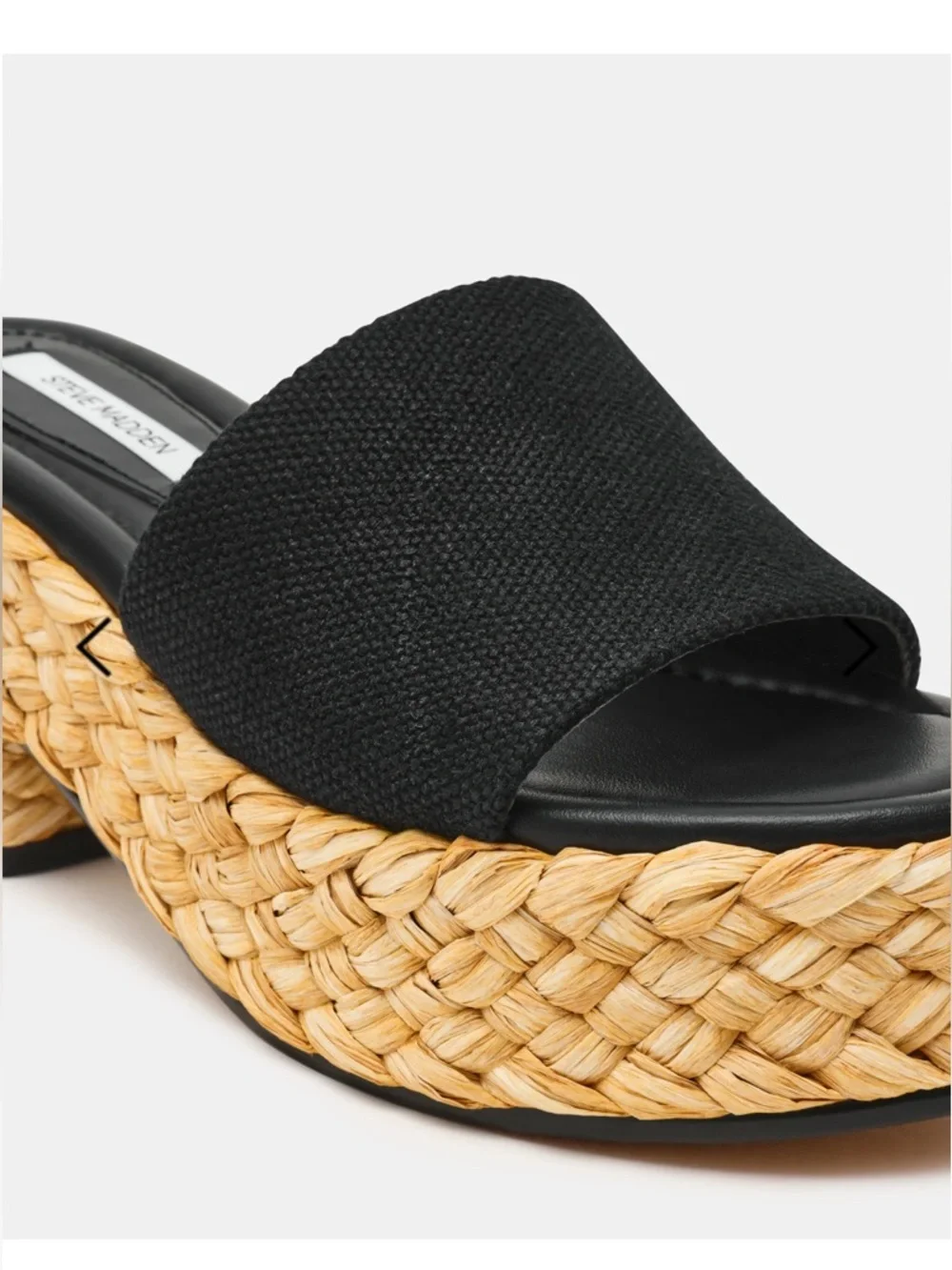 Steve Madden Dock Raffia Black Woven Platform Block Heel Sandal Size 9